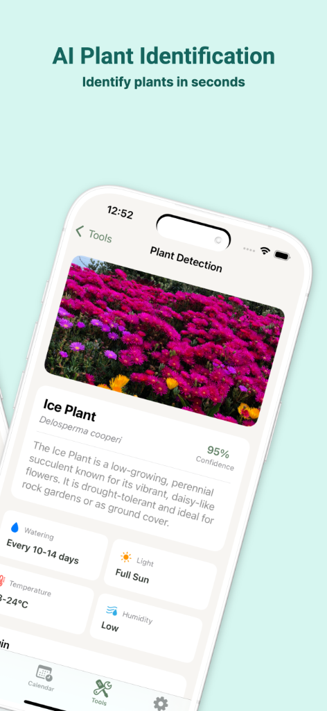 Plantana smart watering reminders screen